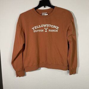 Yellowstone Dutton Ranch Adult womans orange Cropped Sweatshirt Size L